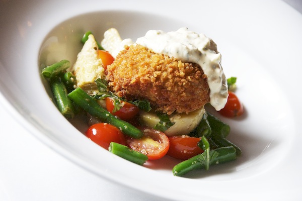 Lump Crab Cake, Marinated Artichokes Salad, Crab Remoulade