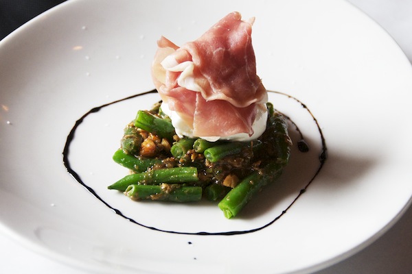 Burrata, Green Beans, Roasted Almond Vinaigrette, Parma Prosciutto