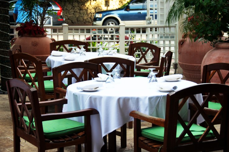 sitting outdoors at La Bottega