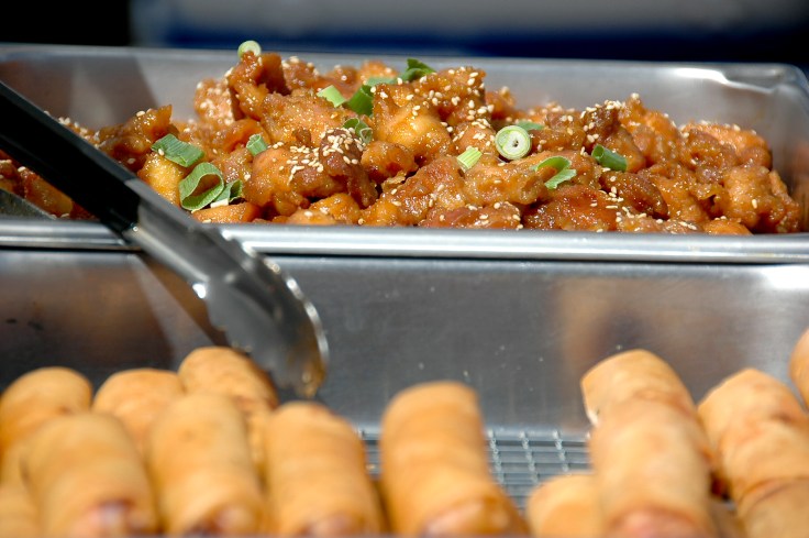 sweet & sour chicken with spring rolls