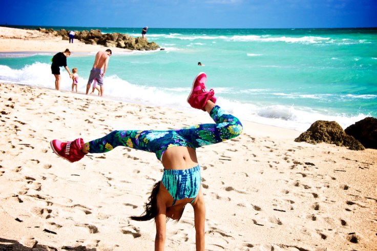 exercising on the beach