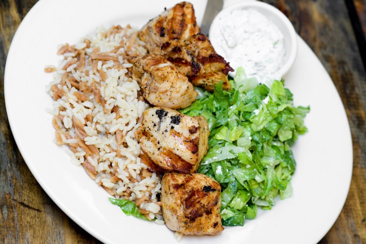 Chicken Kebab With Orzo Pilaf & Maroulosalata