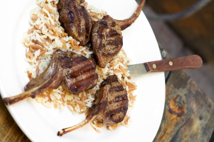 Grilled Lamb Chops Over Orzo Pilaf