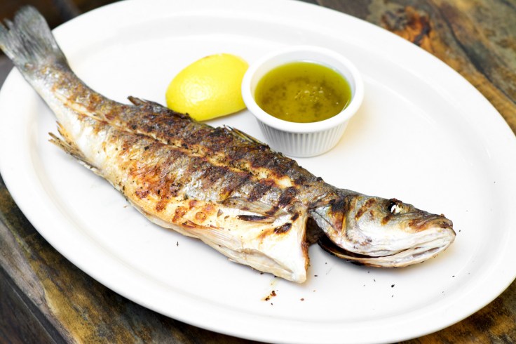 Fresh Whole Grilled Sea Bass With Olive Oil, Lemon And Oregano