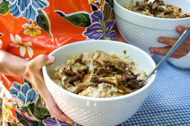 Risotto with Oyster Mushrooms, Fennel and Fresh Pesto
